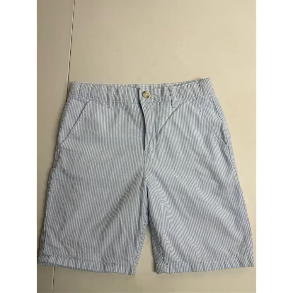 Gymboree Girls Seersucker Shorts Size 10 Blue White Stripe Cotton Summer Preppy